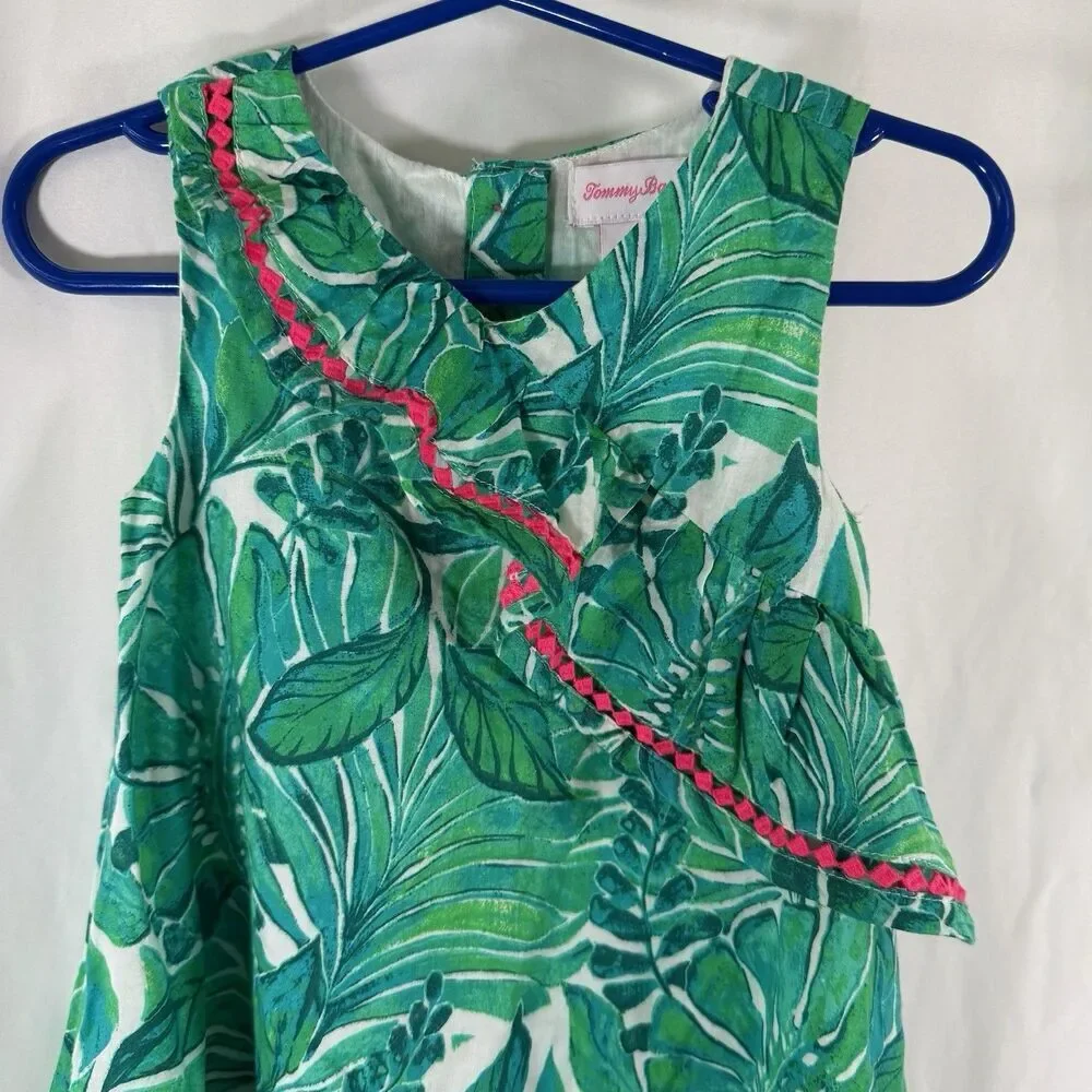 Tommy Bahama Dress Toddler Girls 2T Green Pink Palm Print Sleeveless